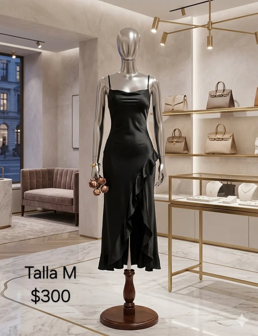 Vestido negro tipo satin